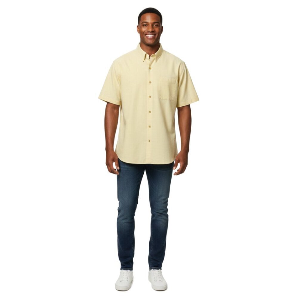 Worn Wash Natural Issue Butter Yellow Button Down Cotton Shirt - Size XL